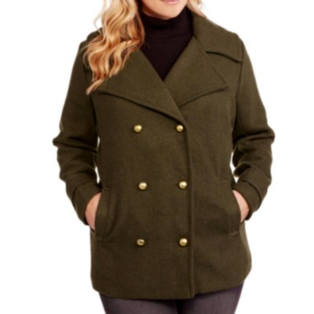 Maxwell Studio Women's Faux Wool Military Peacoat